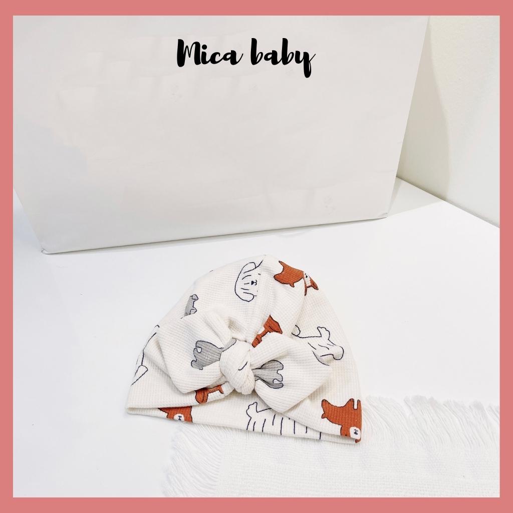 Mũ turban hoa tiết ba chú cún dễ thương cho bé Mica Baby MTB149