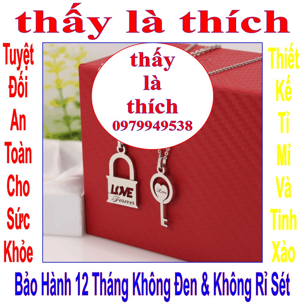 Dây chuyền cặp đôi hình ổ khóa và chìa khóa tình yêu khắc chữ LOVE Foreve r- Giá bán như trên là 1 cặp = 2 sợi như hình