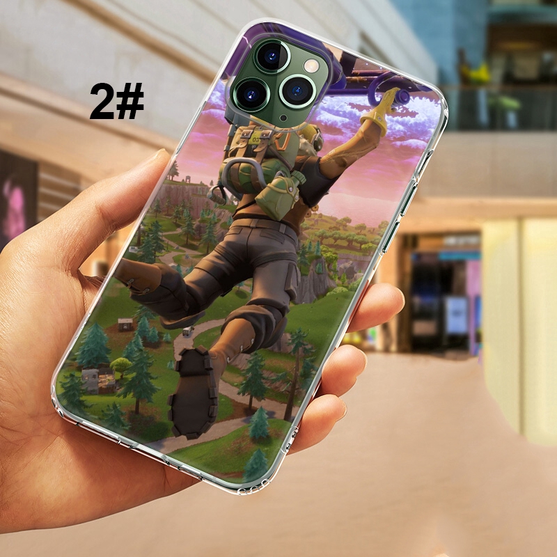 Ốp điện thoại silicon mềm màu trong suốt in hình game Fortnite màu hồng cho iPhone 11 Pro Max