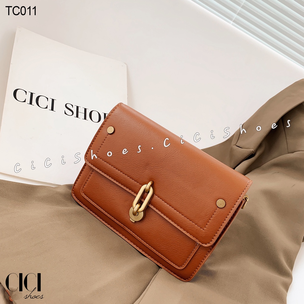 Túi xách nữ CiCi Shoes, túi đeo chéo thời trang chữ nhật khoá chữ O dẹt - TC011