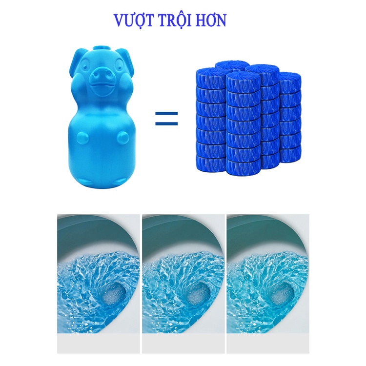 Chai Thả Bồn Cầu LKB 230gr Hình Con Heo - Tẩy Vệ Sinh Làm Sạch Diệt Khuẩn Khử Mùi Bồn Cầu - HÀNG CHÍNH HÃNG