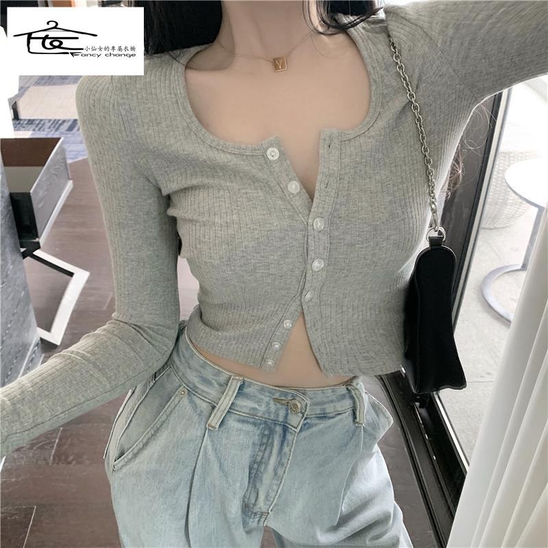 Áo Cardigan Dáng Ôm Tay Dài Màu Trắng Phong Cách Thời Trang Thu Đông Hàng Mới 2022