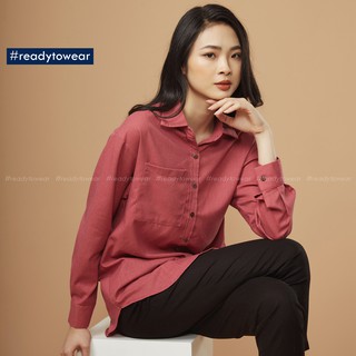 Sơ mi nữ form rộng oversize tay dài đi làm đi chơi có 1 túi ngực vải đũi - linen shirt SM02