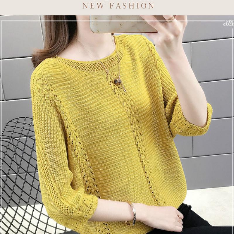 Áo len tay lửng cổ tròn thiết kế mỏng năng động thời trang dành cho nữ