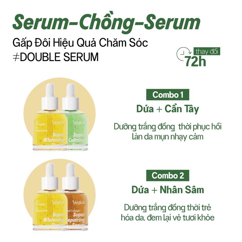 [Tặng mặt nạ] Bộ 3 tinh chất dưỡng da Vegick Super Serum