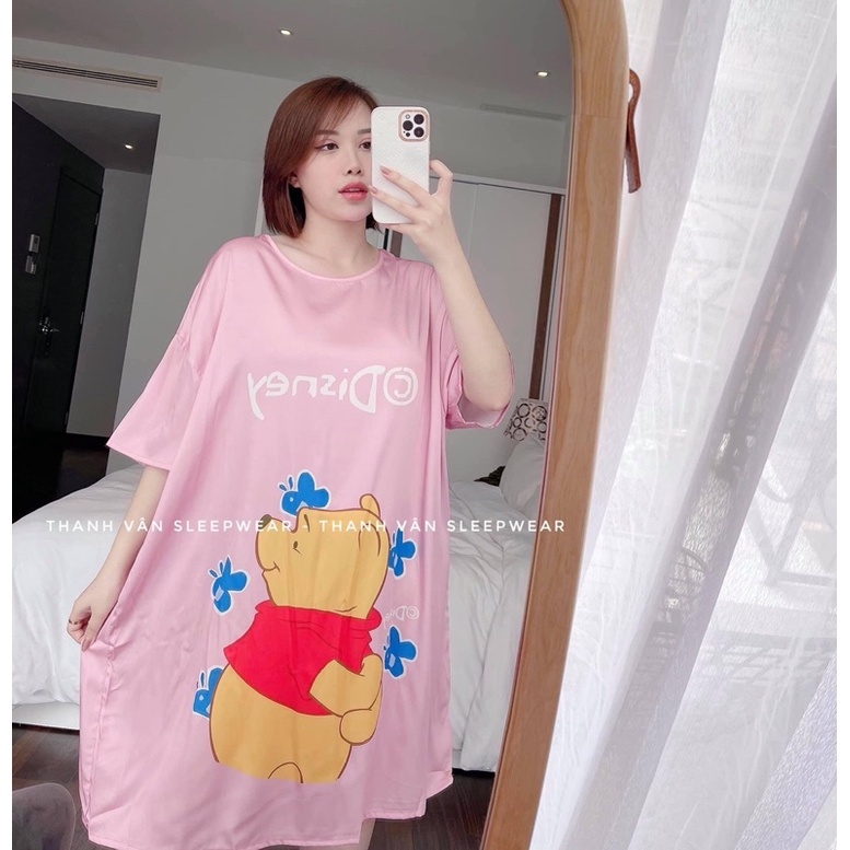 Váy ngủ mặc nhà Lụa Latin - Satin thoáng mát phom to dưới 75kg (mẹ bầu - sau sinh mặc được) | BigBuy360 - bigbuy360.vn