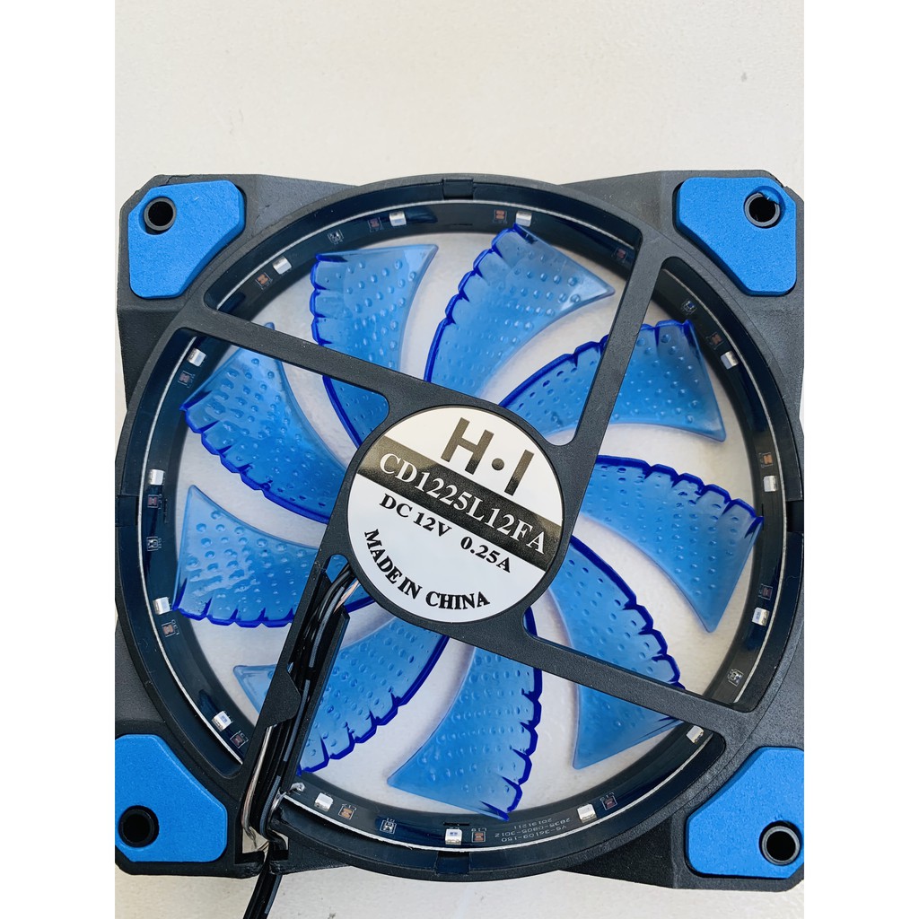 Fan 12cm 15 led HI màu xanh dương Quạt thông gió thùng máy