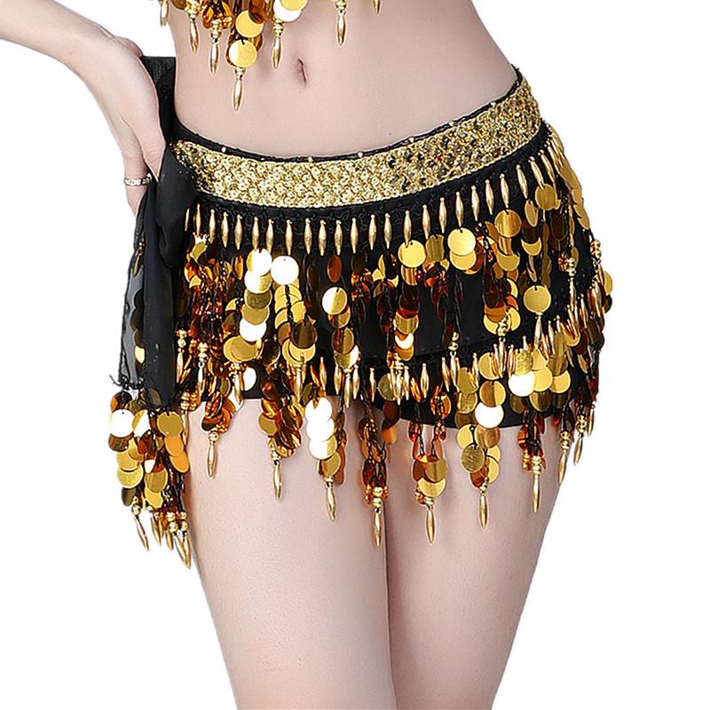 Xtopdays|Đai Đeo Hông Phối Tua Rua Trong Suốt Đính Kim Sa Lấp Lánh Thời Trang Cho Nữ Múa Bụng eo tam giác khăn Mông Khăn Vòng eo