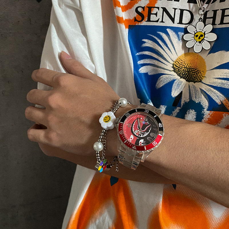 Vòng Tay Đính Ngọc Trai Giả Mặt Cười Phong Cách Harajuku Thời Trang Unisex 19402