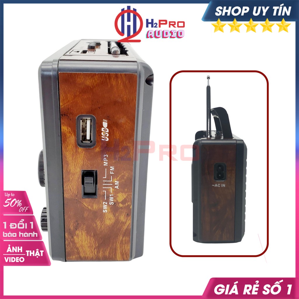 Đài Radio Cho Người Già DAICAT DC-9999BT Bluetooth, Đài Fm-Am-Sw Sóng Khỏe Nghe Nhạc Usb-Thẻ Nhớ Có Pin Sạc-H2Pro Audio