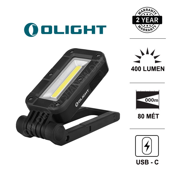 Đèn pin cầm tay OLIGHT SWIVEL màu đen sáng 400 lumen chiếu xa 80m sạc Type-C pin sạc liền thân 2600mAh Đèn &amp; Đèn pin