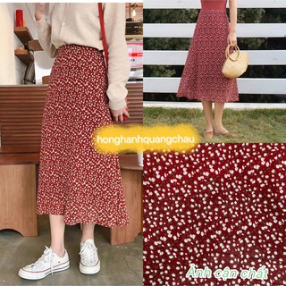Chân váy hoa Ulzzang Quảng Châu hàng đẹp 2 lớp đỏ hoa nhí  - ROSIE DREAM Rosie Dream Shop