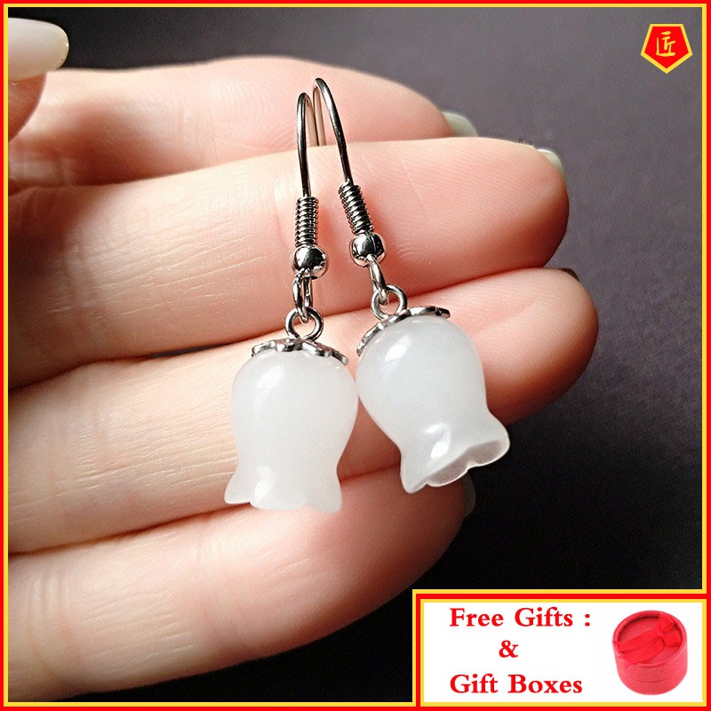 Khuyên Tai Ngọc Bích Hình Hoa Xinh Xắn Cho Nữ