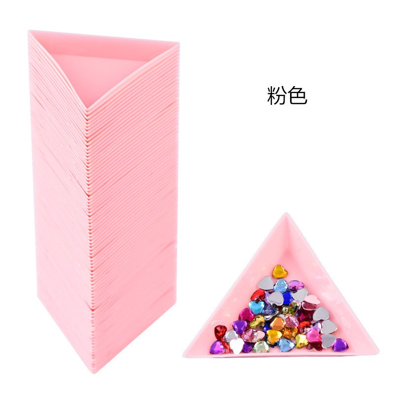 Set 10 Khay Nhựa Đựng Hạt Đá Trang Trí Móng Tay Màu Trắng / Đen / Xanh Dương / Hồng Tiện Dụng DIY