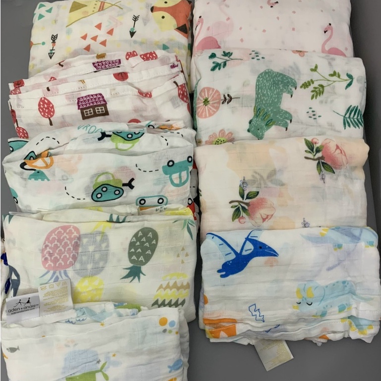 Khăn tắm lớn, khăn xô tắm Aden &amp; Anais sợi tre cho bé, Dùng làm khăn tắm, khăn quấn kích thước 1.2m*1.2m (2 Lớp)