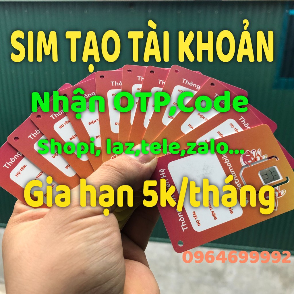 Sim Tạo Tài Khoản - Sim Vietnammobile Lập Gmail, fb,shope,Tele..Gia Hạn 5k/tháng