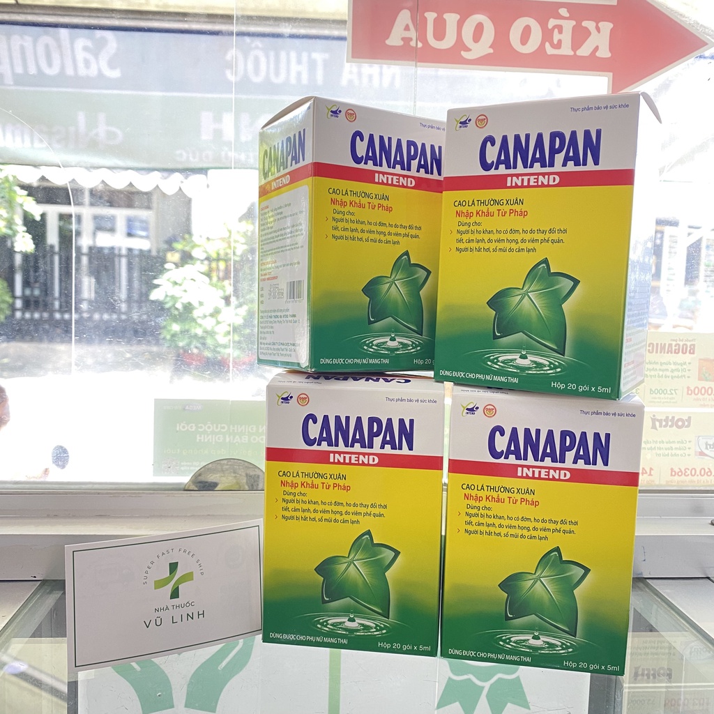 CANAPAN INTEND XUYÊN TÂM LIÊN CAO LÁ THƯỜNG XUÂN dạng siro CANAPAN bổ phế, giảm tiết đờm dãi giảm ngứa rát họng (20 gói)