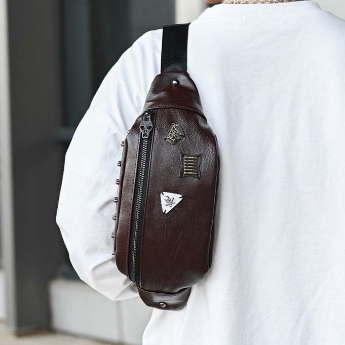 Túi bao tử nam nữ đi chơi cao cấp FUDA túi đeo chéo da nam thời trang unisex đeo vai chống nước