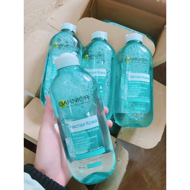 [CHÍNH HÃNG PHÁP] Nước Tẩy Trang Micellar Garnier Xanh Skinactive Cleansing Water - 400ML Cho Da Dầu- Mụn - Hỗn Hợp