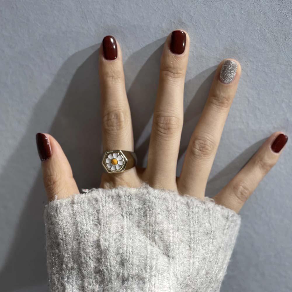 Nhẫn Kim Loại Hình Hoa Cúc Âm Dương Thời Trang Hàn Quốc Cho Nữ