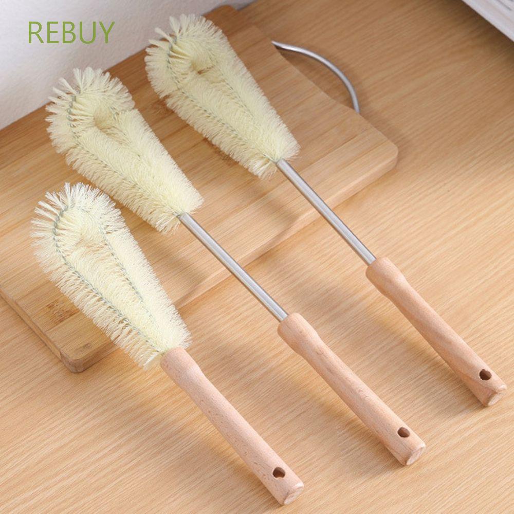 Bàn chải cán dài bằng gỗ dùng vệ sinh bình sữa thủy tinh tiện dụng