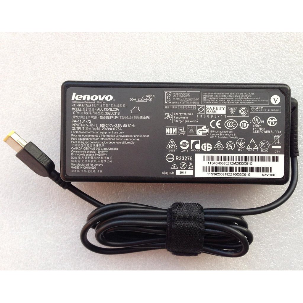 (ADAPTER) SẠC LAPTOP LENOVO 20V 6.75A (135W) (USB kim) kích thước đầu ghim sạc USB Type A