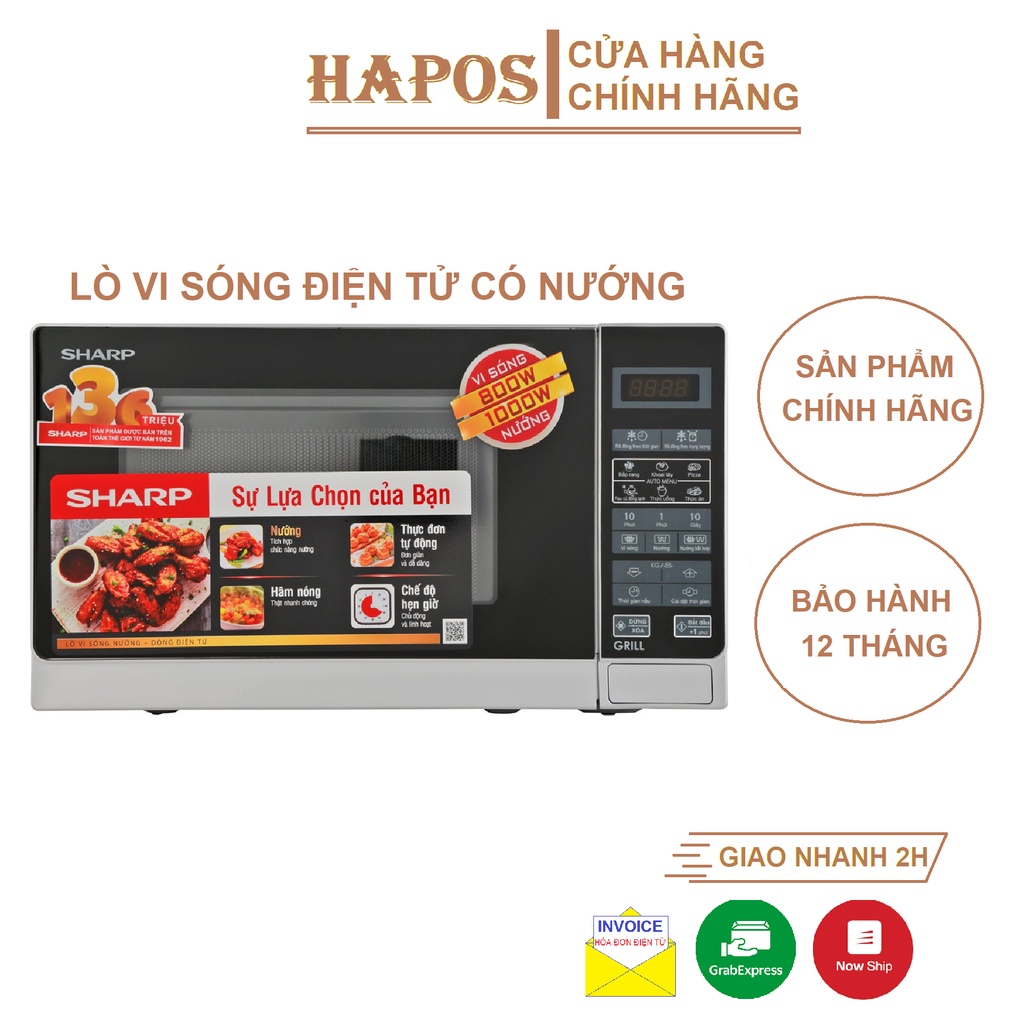 Lò vi sóng điện tử Sharp R-G272VN-S có nướng 20 lít viba 800W nướng 1000W - HAPOS