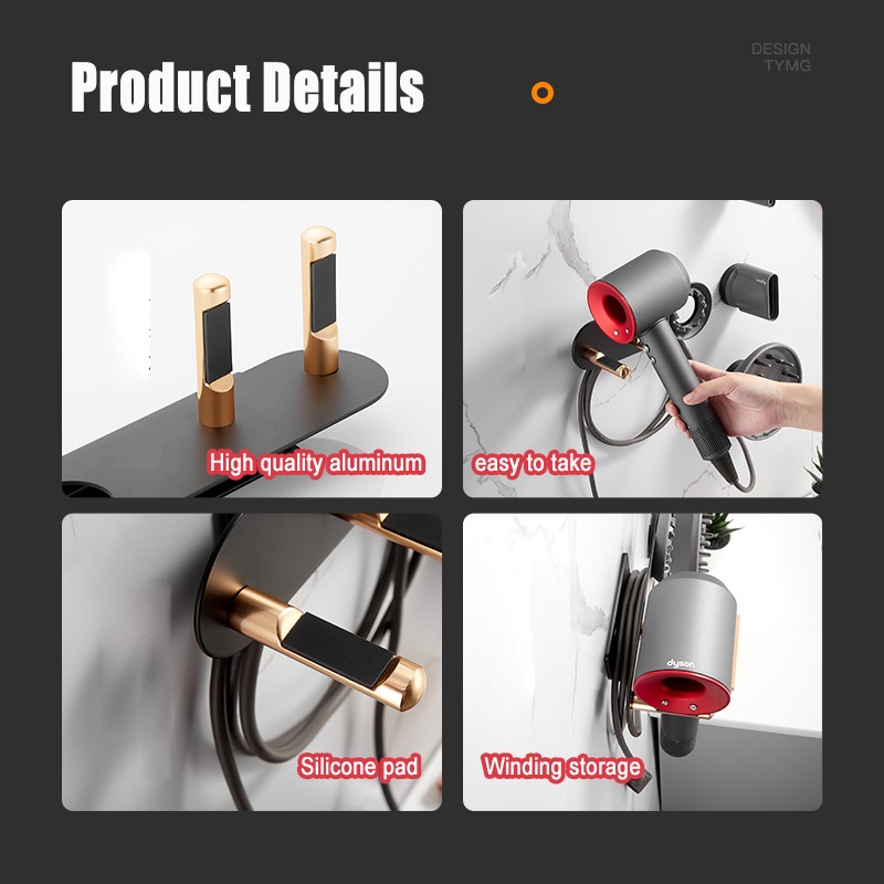 Giá đỡ máy sấy tóc MEIDOO gắn tường bằng nhôm cao cấp