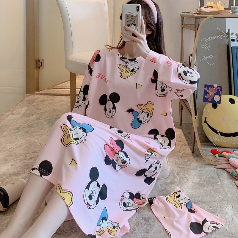 Đầm Ngủ Dài Tay Thiết Kế Dễ Thương Thời Trang Mùa Thu Cho Nữ | BigBuy360 - bigbuy360.vn