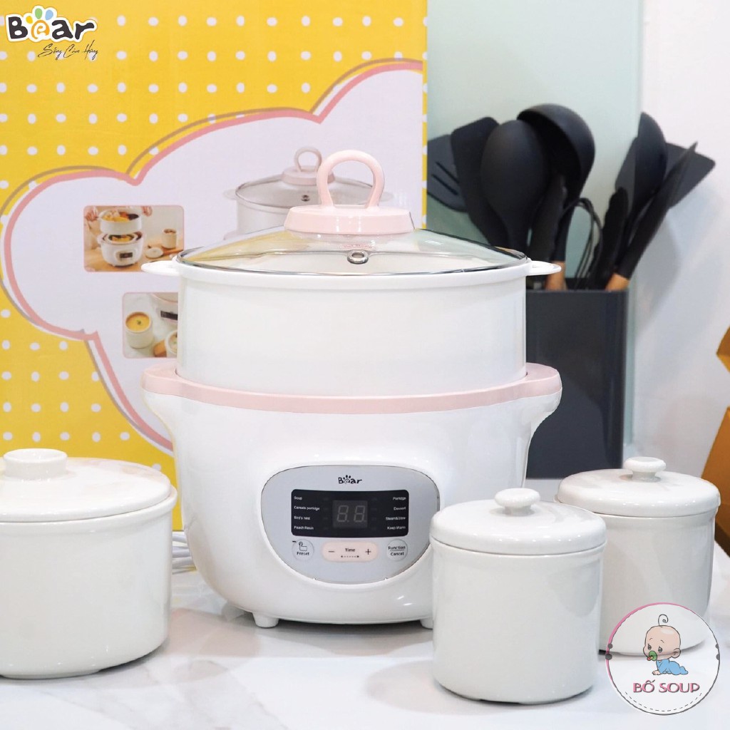 Nồi nấu cháo chậm cho bé Bear 1,6L phiên bản Quốc Tế bảo hành 18 tháng Shop Bố Soup