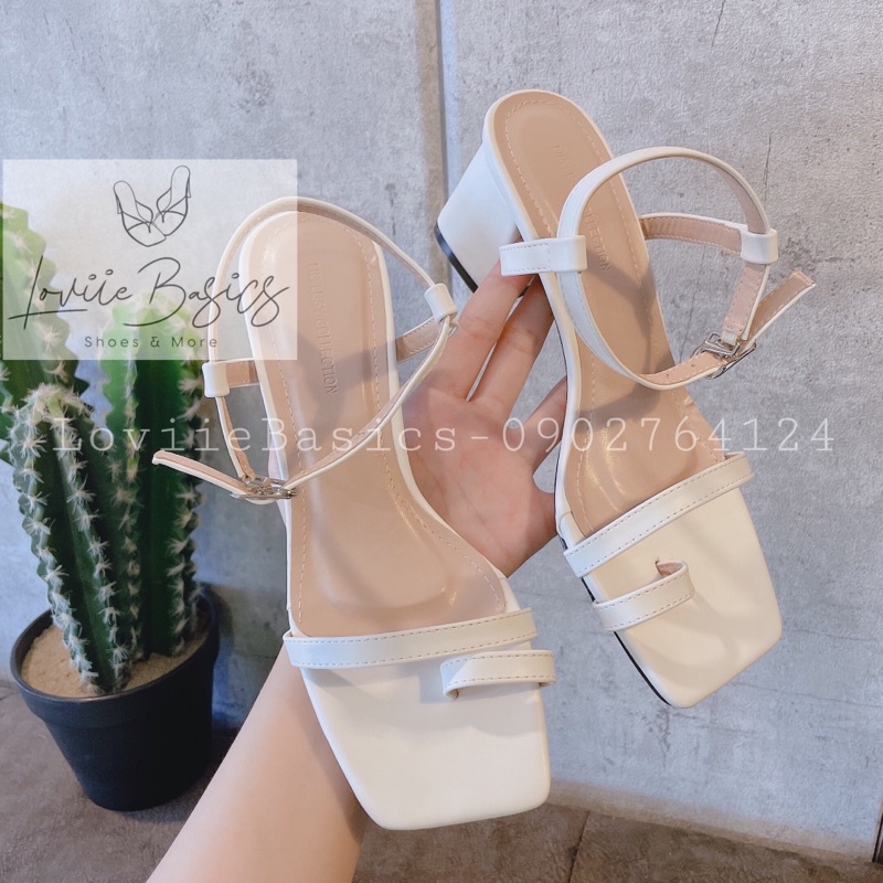 SANDAL NỮ CAO GÓT LOVIIEBASICS - GIÀY SANDAL CAO GÓT ĐẾ VUÔNG 5CM - SANDAL GÓT VUÔNG 5 PHÂN XỎ NGÓN G210701