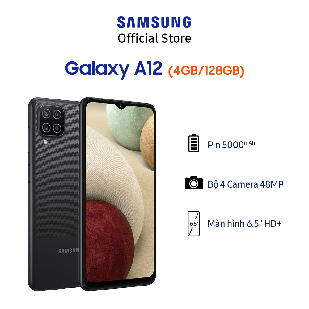 [Mã ELSSHOT giảm 5% đơn 3TR] Điện Thoại Samsung Galaxy A12 (4GB/128GB) - Hàng Chính Hãng