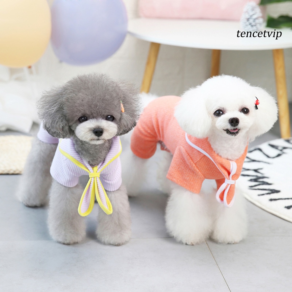 Bộ đồ ngủ áo liền quần màu trơn ấm áp thời trang cho cún cưng cỡ nhỏ