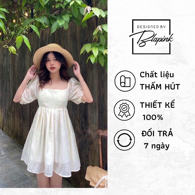 Váy babydoll Blapink Tay Bồng Vải Tơ Ulzzang