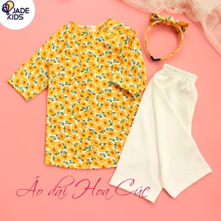 Áo dài cách tân | họa tiết chấm bi cho bé | Áo dài TẶNG kèm bờm tóc cho bé