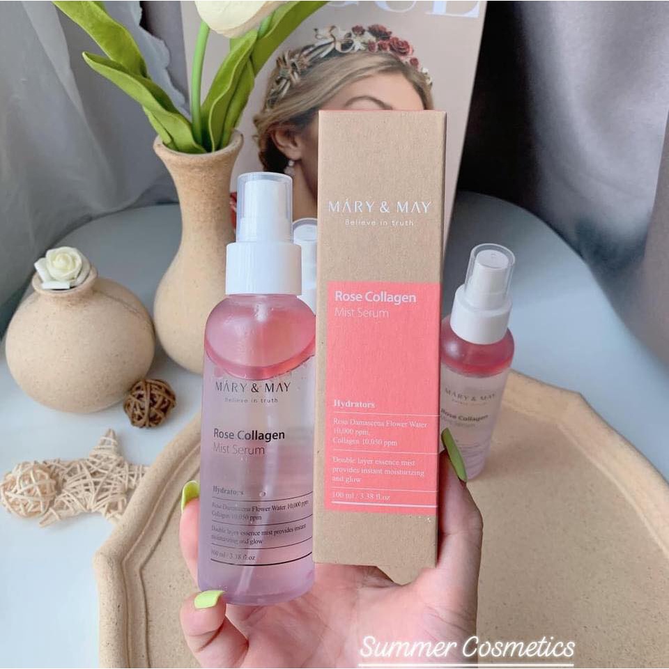 Xịt khoáng serum 2 lớp MARY & MAY ROSE COLLAGEN MIST SERUM 100ml