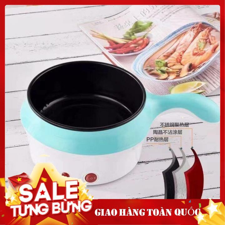 Nồi Lẩu Điện Đa Năng Kèm Giá Hấp Có Tay Cầm Tiện Dụng 18cm, Nồi Lẩu Hấp Mini 2 Tầng Cao Cấp