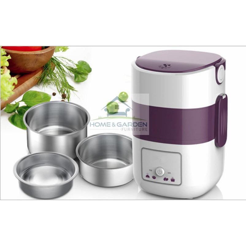 Hộp nấu và hâm nóng cơm lồng Inox 03 tầng Home and Garden A06 (Trắng)... HÀNG MỚI !!!!