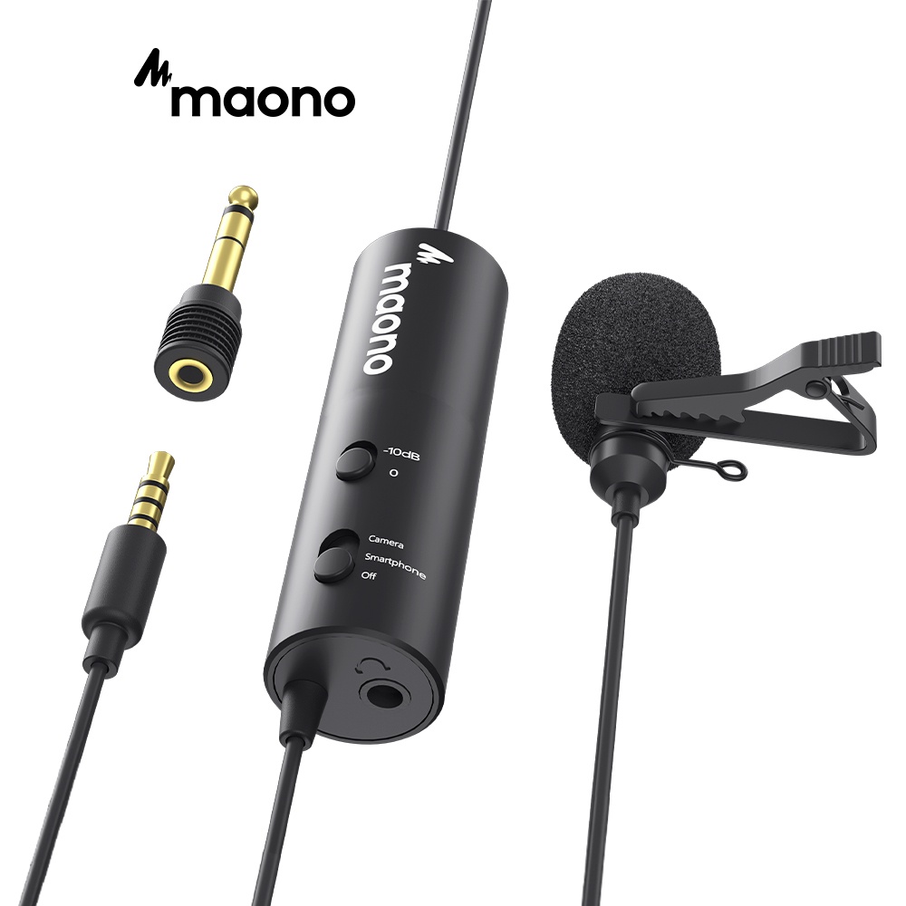 Micro lavalier MAONO AU-102 dạng tụ đa hướng dùng cho ghi âm/ phỏng vấn/ ASMR/ máy ảnh/ DSLR/ điện thoại/ PC