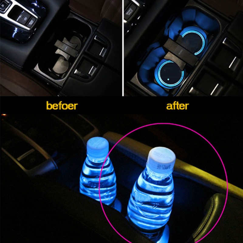 Đế Lót Ly Có Đèn Led Phát Sáng Chống Trượt Cho Xe Hơi