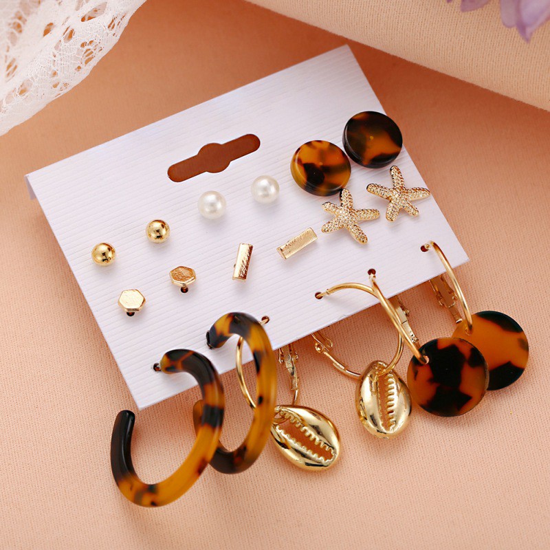 Bộ 6 đôi bông tai kiểu dáng thời trang điệu đà cho nữ