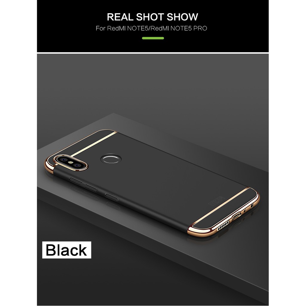 [Mã SRBACK101512 hoàn 20K xu đơn 0Đ] Ốp lưng 3 mảnh cho Xiaomi Redmi Note 5 Pro, tặng kính cường lực trắng trong