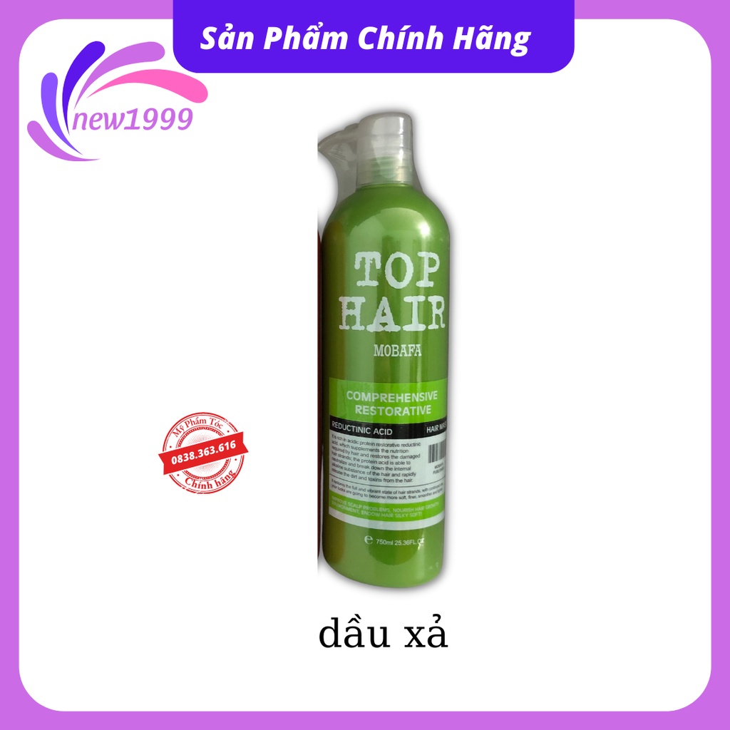 Cặp dầu gội xả collagen Top Hair Mobafa 750ml phục hồi siêu mượt