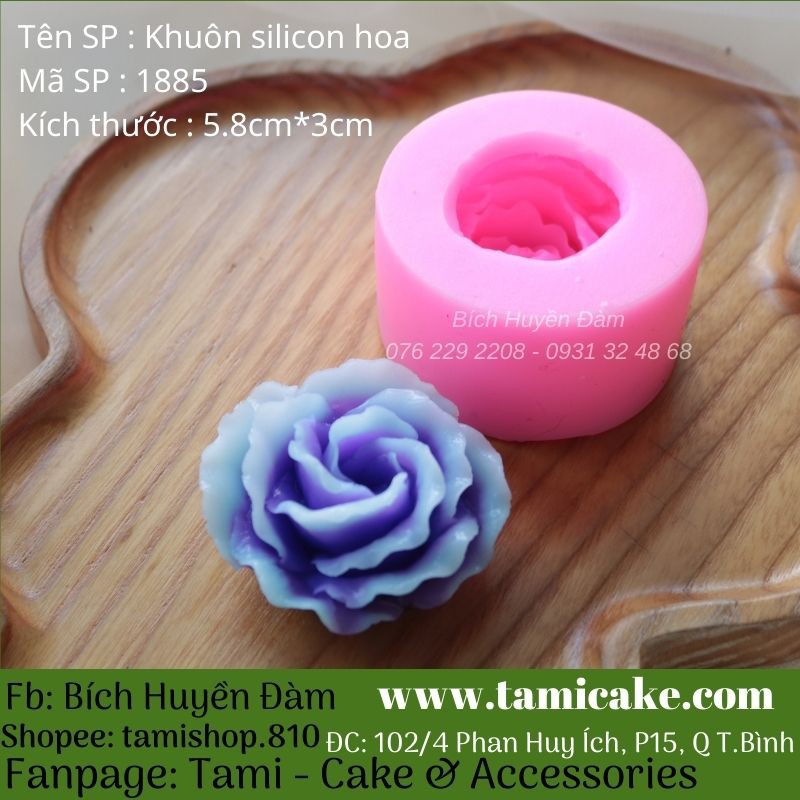 Khuôn silicon hoa hồng cánh xoắn 1885