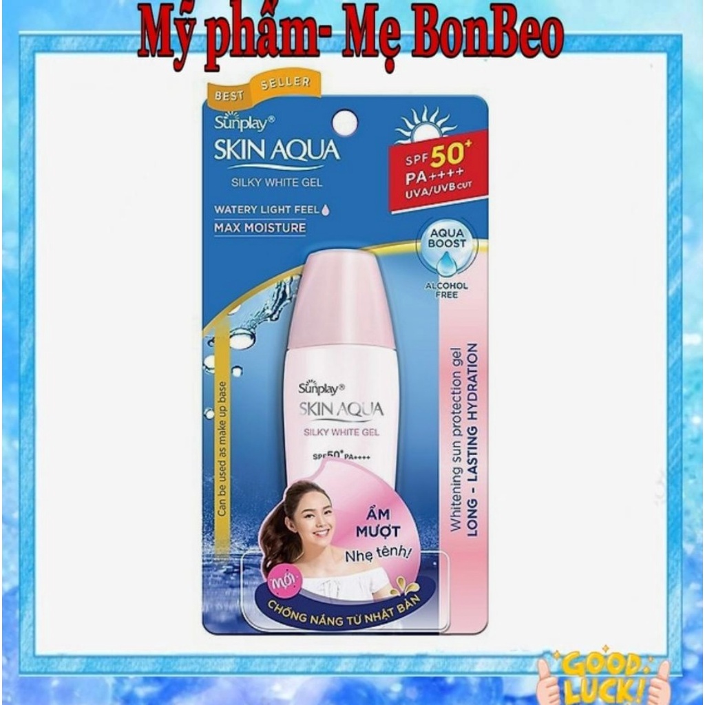 Gel chống nắng dưỡng trắng mượt Sunplay Skin Aqua Silky White Gel SPF 50+ PA++++ 30g