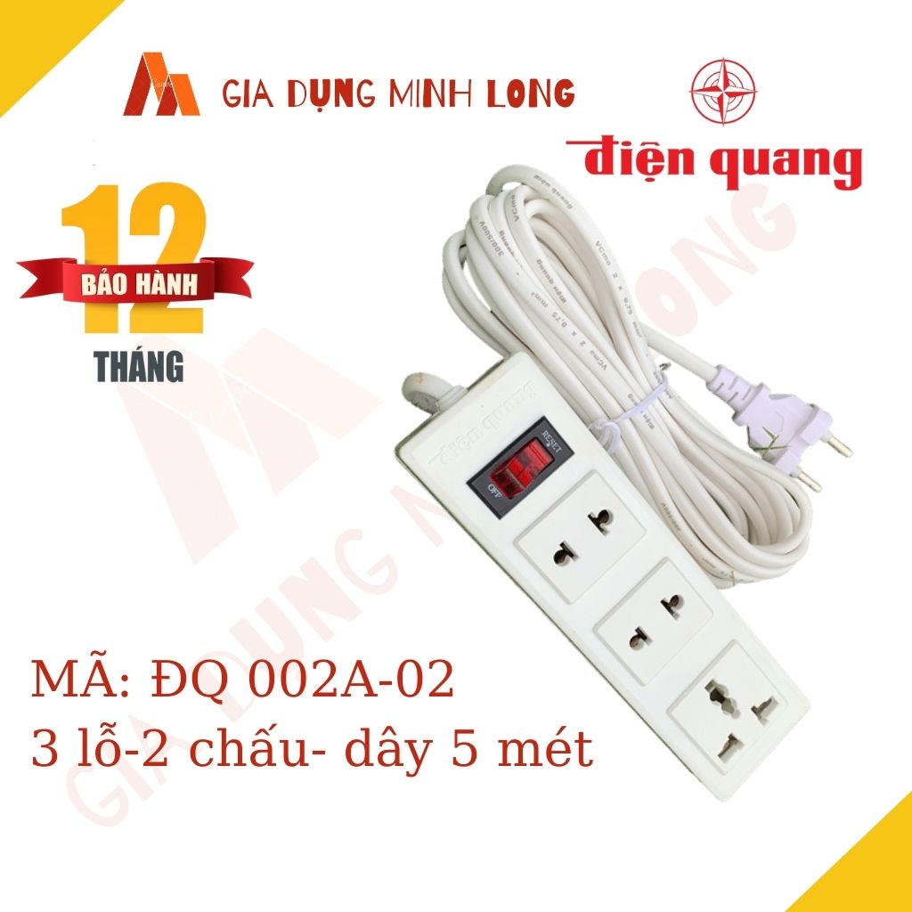 Ổ cắm đa năng, ổ điện Điện Quang ĐQ 002A-02 (3 lỗ)