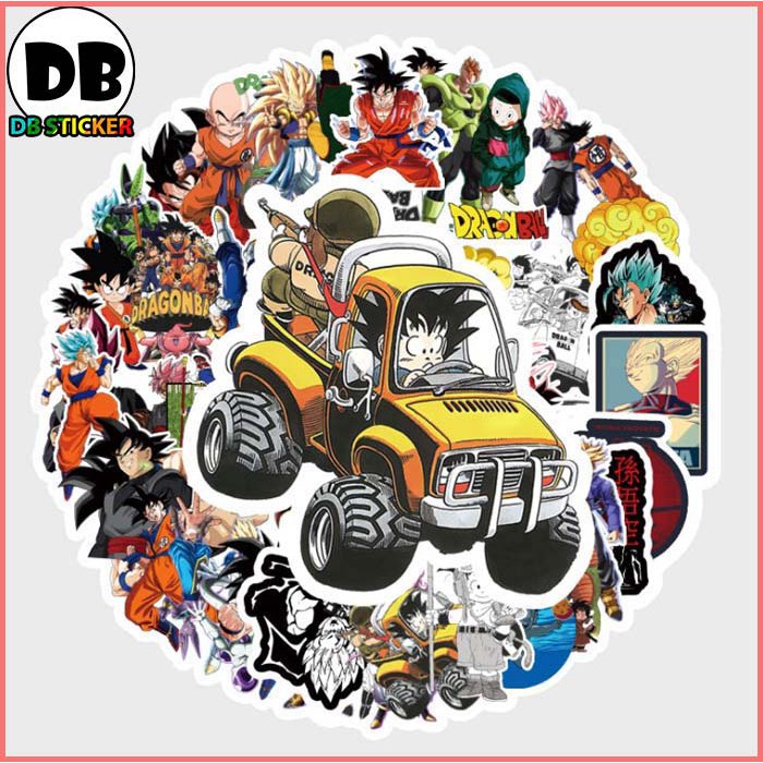[Set 50 Cái] Bộ Sticker hoạt hình Dragon Ball dễ thương dán laptop, mũ nón bảo hiểm, vali, xe tay ga, ván trượt - DB.058