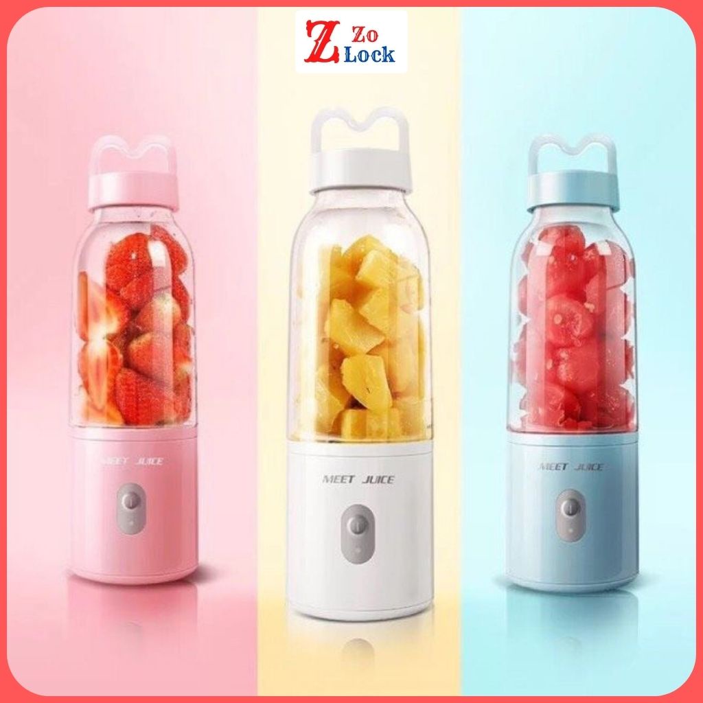 Máy xay sinh tố mini SKG, máy xay sinh tố cầm tay mini 300ml sạc pin công xuất 35W màu hồng xanh