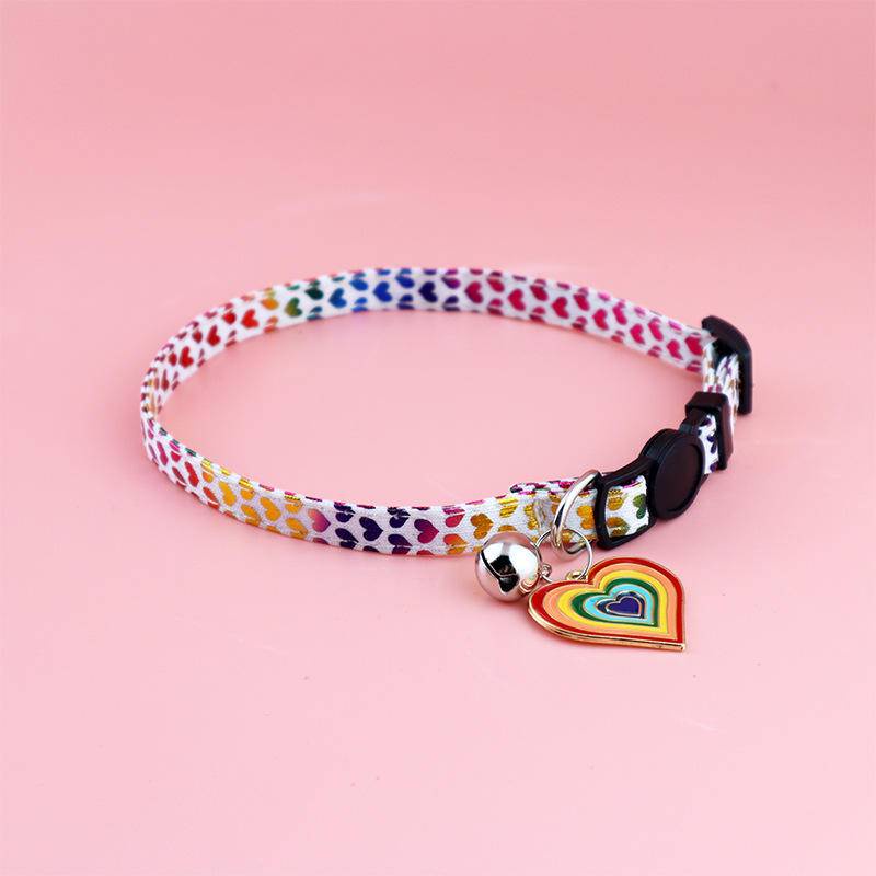 Vòng Cổ Có Chuông Và Mặt Hình Trái Tim Nhiều Màu Dễ Thương Chống Gàu An Toàn Cho Thú Cưng
