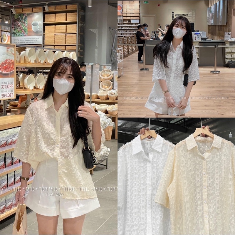 ÁO SƠMI TƠ LÔNG CỔ ĐỨC “DEMILA TOP”siêu xinh